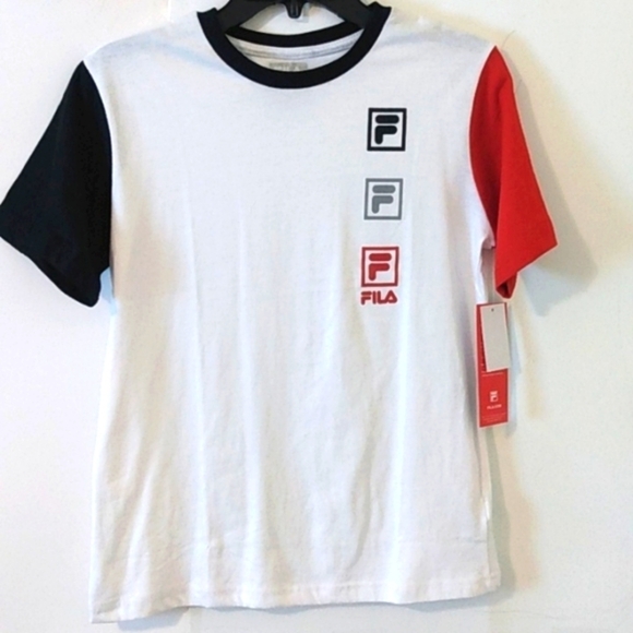 FILA COLOR-BLOCK RED WHITE BLACK GRAPHIC TEE SHIRT BOYS SIZE 14-16 NWT - Picture 4 of 5